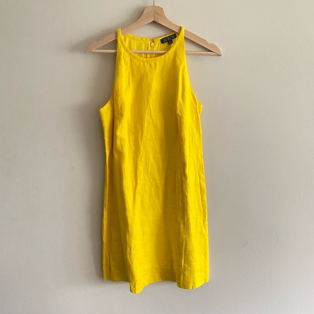 J. Crew Maxine High Neck Shift Dress in Linen Yellow - XS - Picture 8 of 16